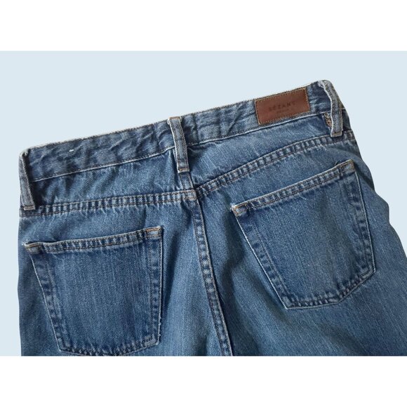 SEZANE Hi Rise Button Fly Straight Leg Raw Hem Jean Size 27 - Picture 6 of 8